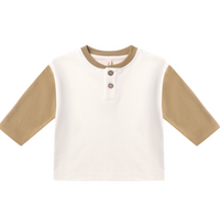 Quincy Mae - Long Sleeve Henley, Gold