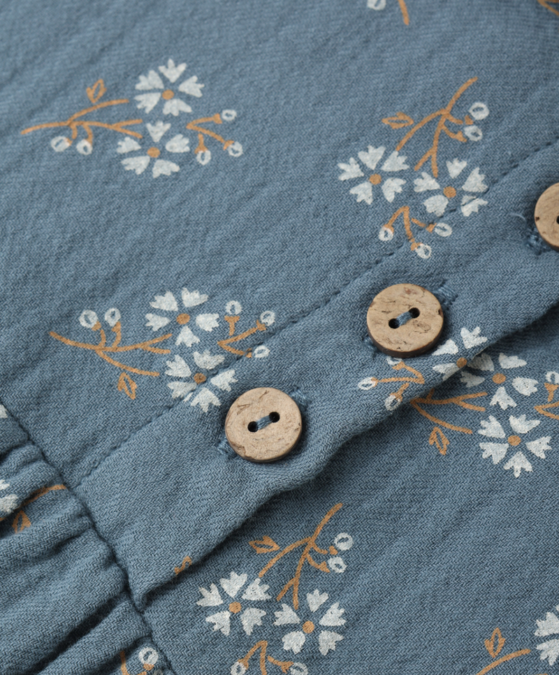 Quincy Mae - Collard Romper, Blue Floral