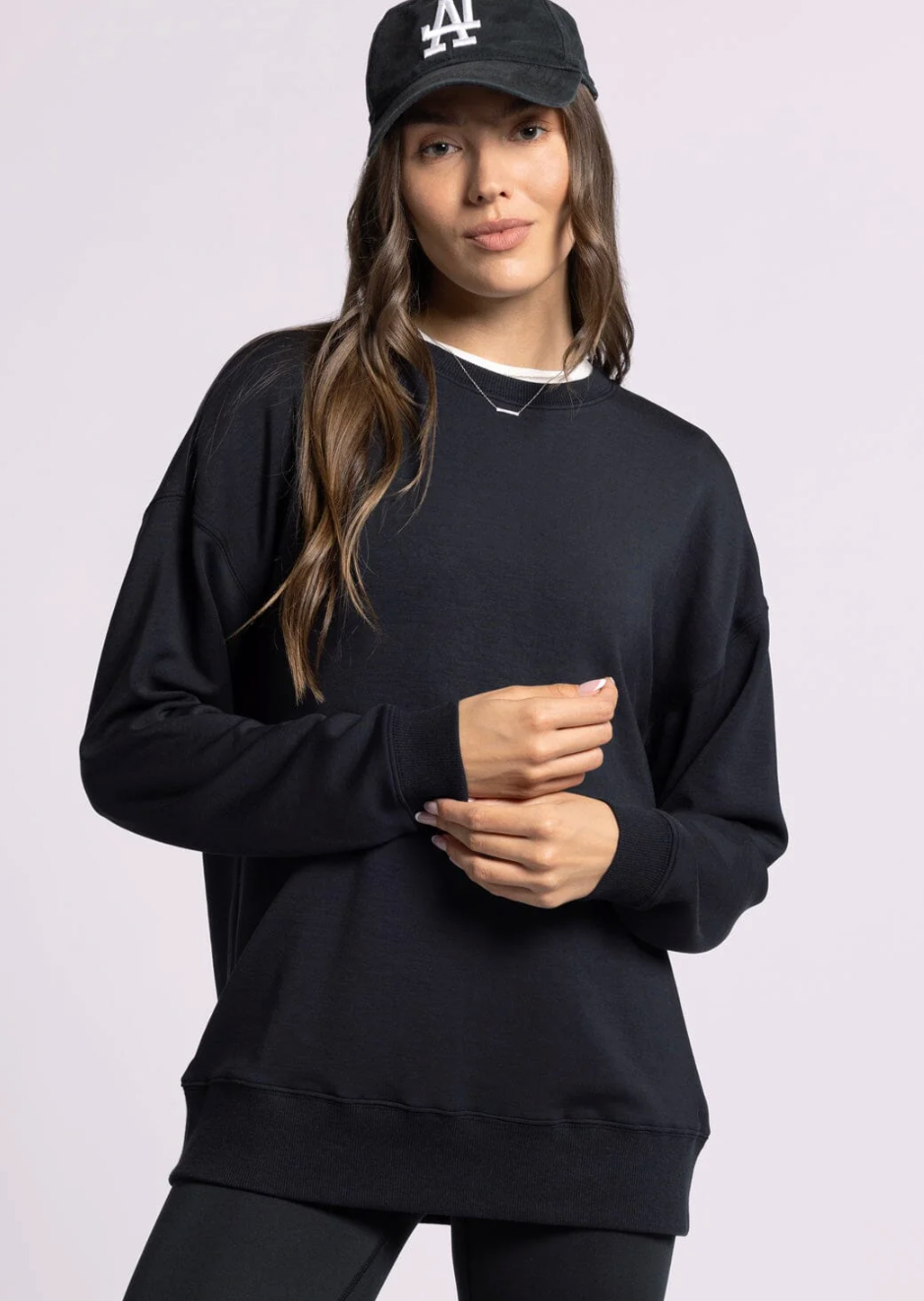 Martina Oversized Crew, Black