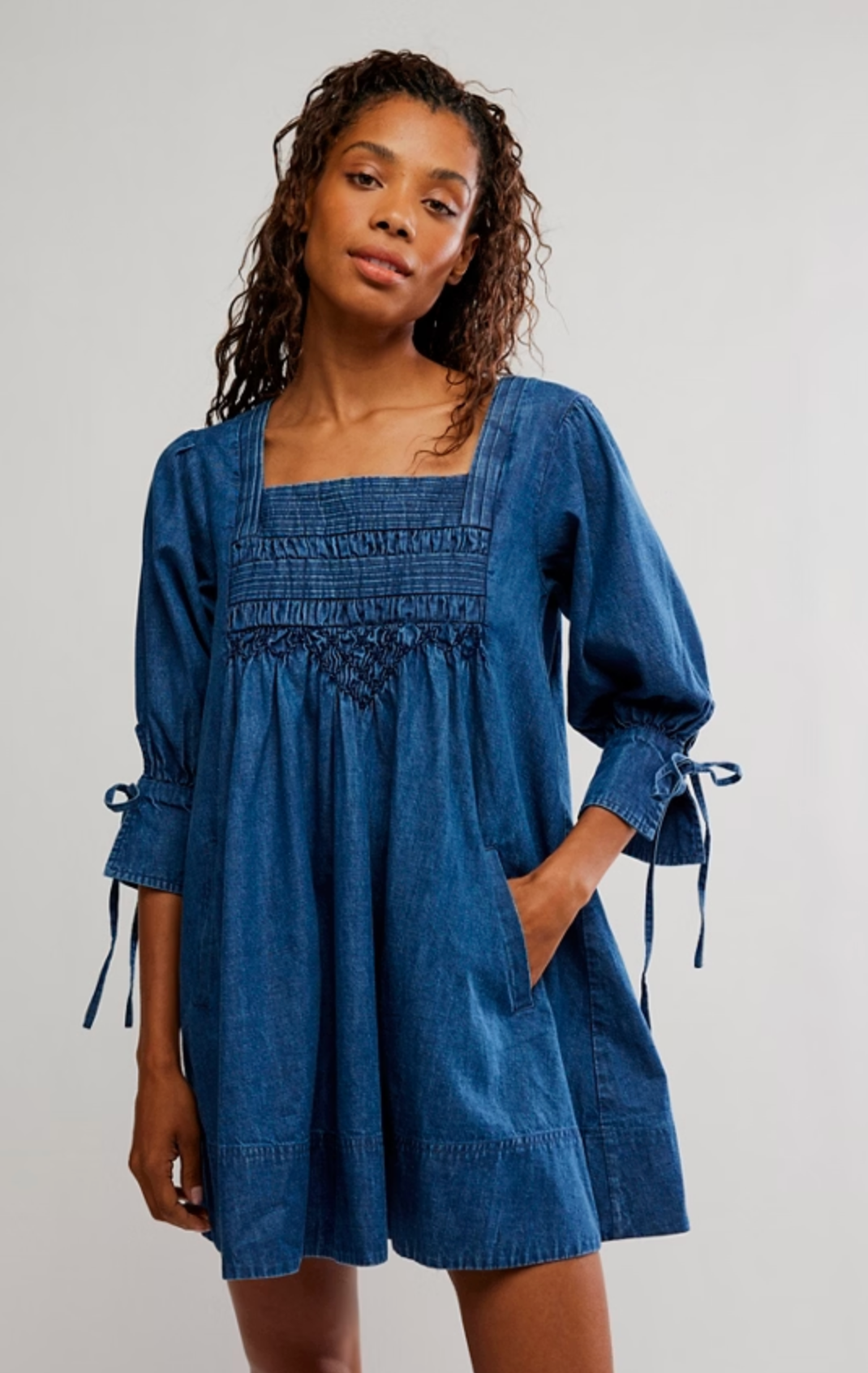 free people denim embroidered mini dress alexa.anglin on LTK