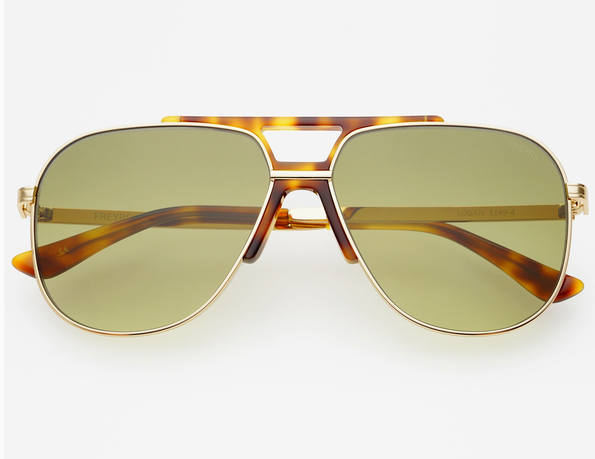 Freyrs - Logan Gold/Green Aviator Sunglasses
