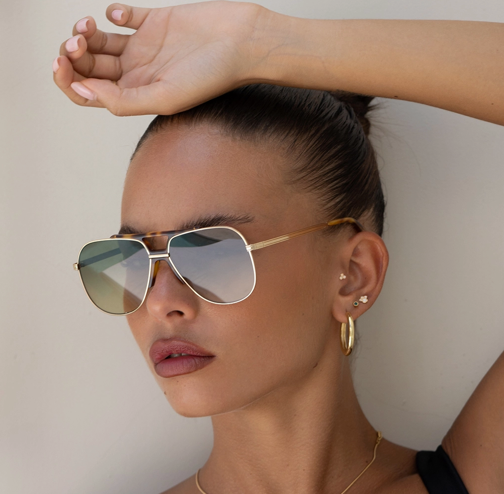 Freyrs - Logan Gold/Green Aviator Sunglasses