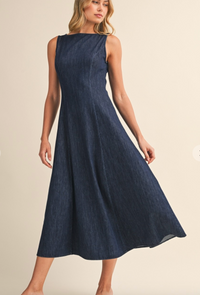 Cindy Sleeveless Denim  Midi Dress