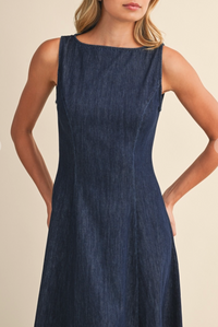 Cindy Sleeveless Denim  Midi Dress