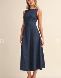 Cindy Sleeveless Denim  Midi Dress