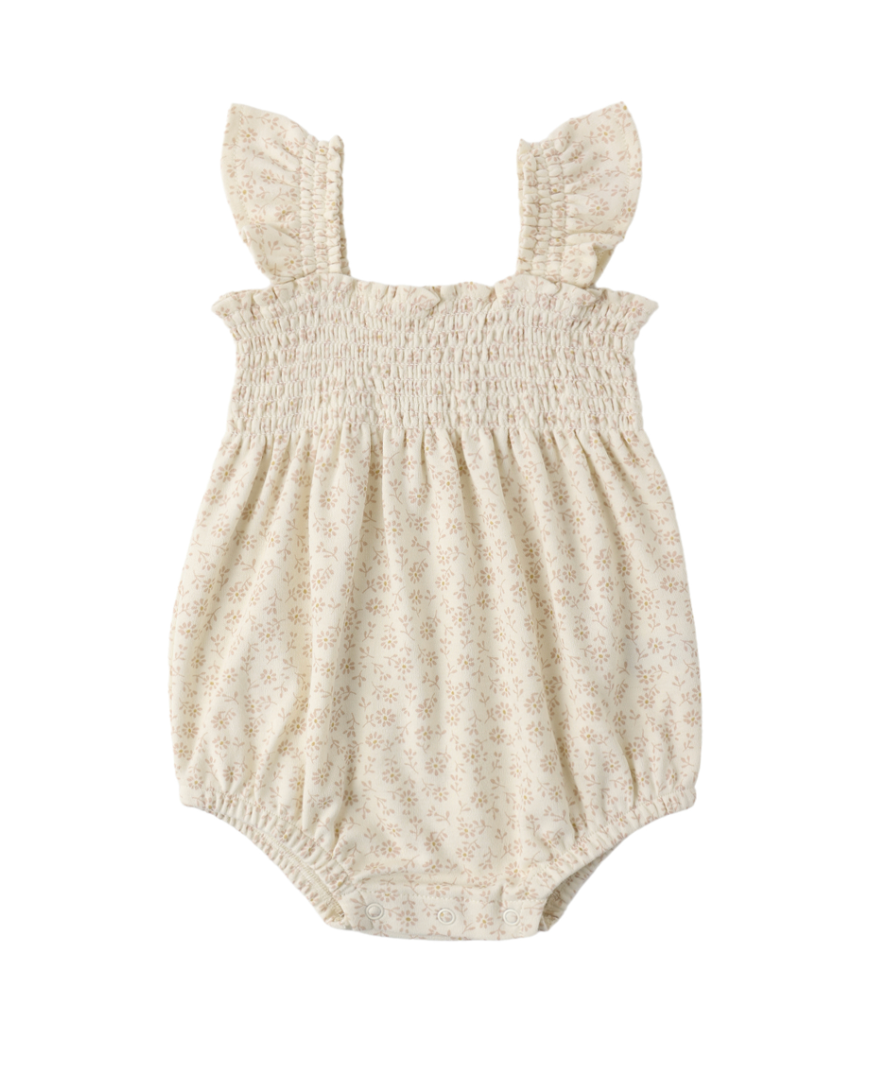 Quincy Mae - Smocked Romper, floral