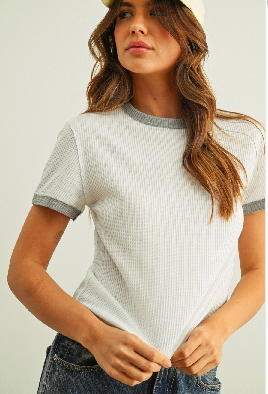 Waffle Fabric Ringer Tshirt