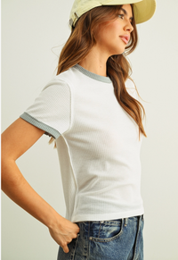 Waffle Fabric Ringer Tshirt