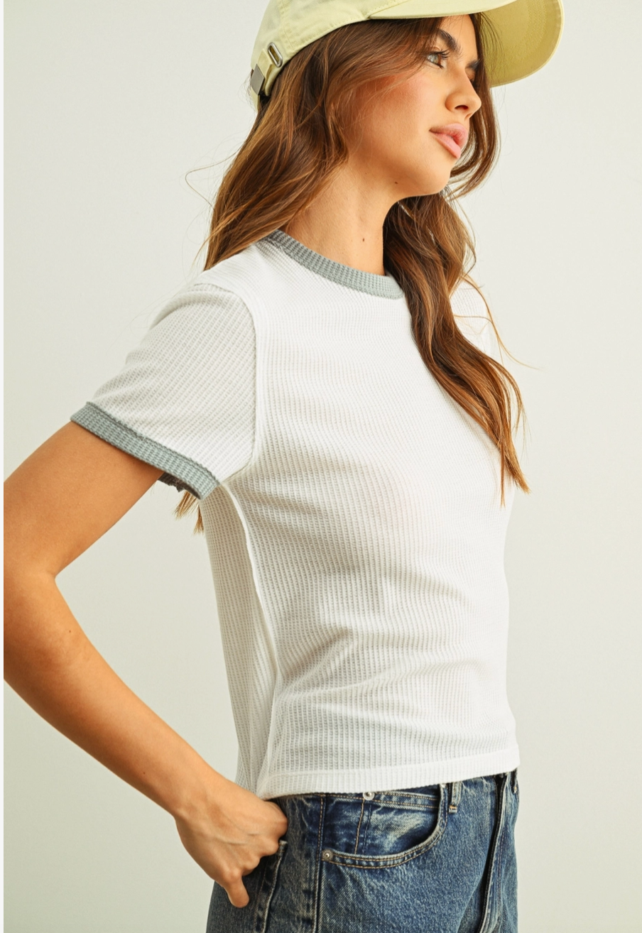 Waffle Fabric Ringer Tshirt