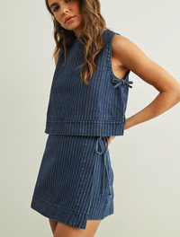 Pinstripe Denim Skort