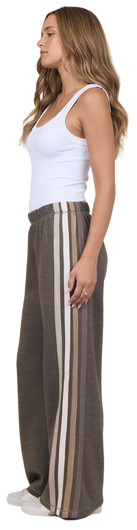 Brown Twill Pants with Stripe