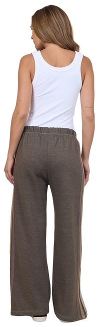 Brown Twill Pants with Stripe