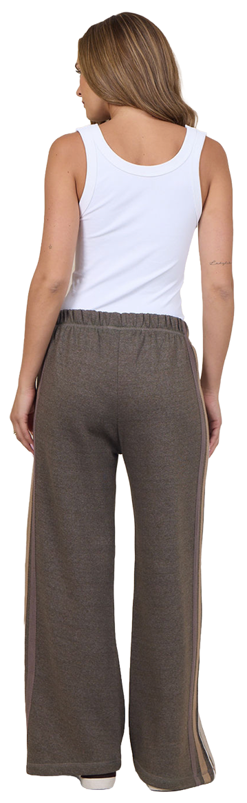 Brown Twill Pants with Stripe