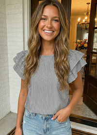 Lanie Blue Striped Top