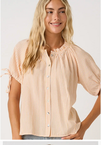 Striped Ruffle Neck Top