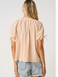 Striped Ruffle Neck Top