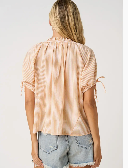 Striped Ruffle Neck Top