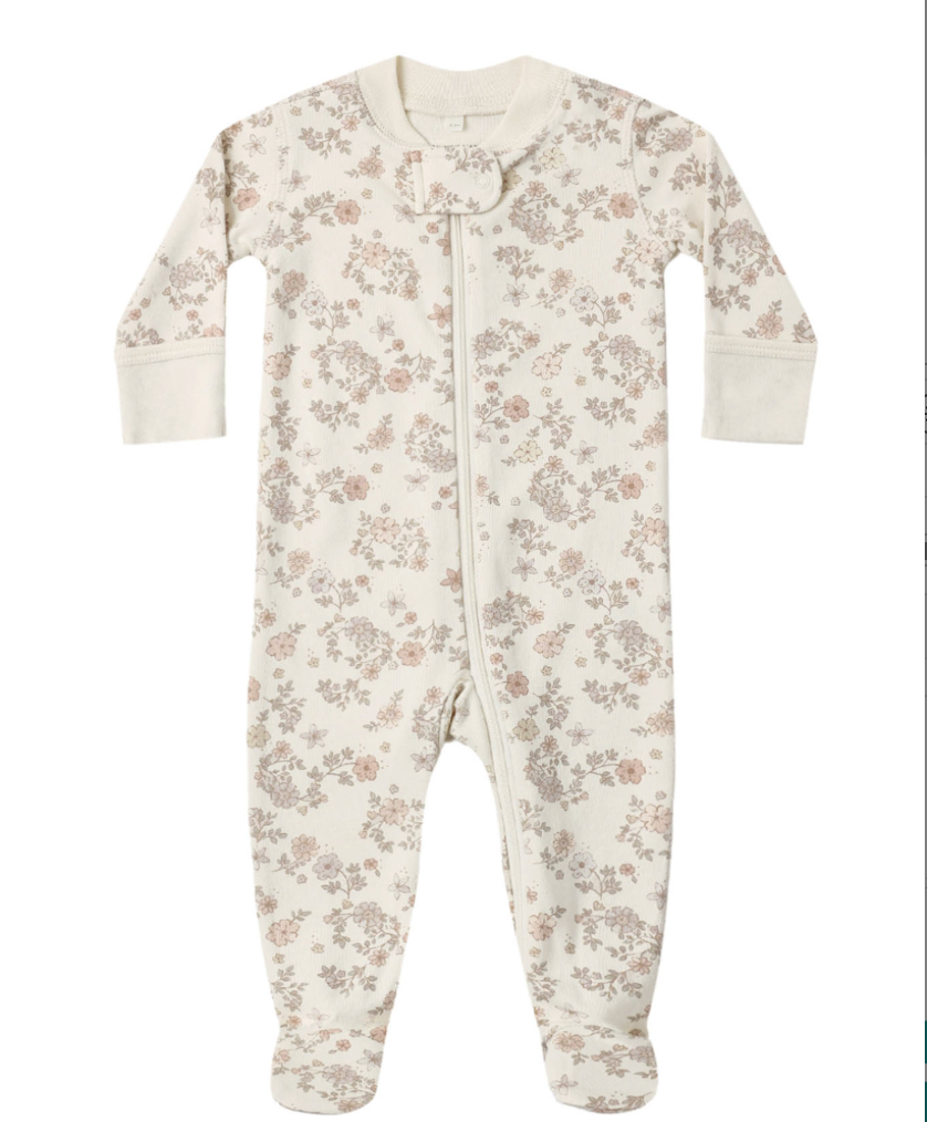Quincy Mae- Footie Sleeper, Floral Vine