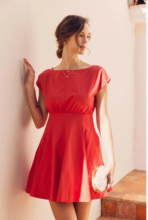 Regina Boatneck Red Dress