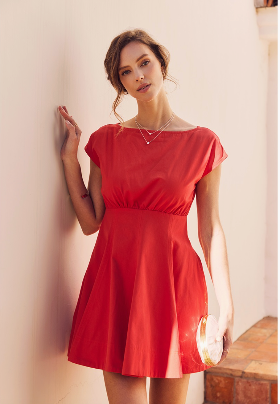 Regina Boatneck Red Dress
