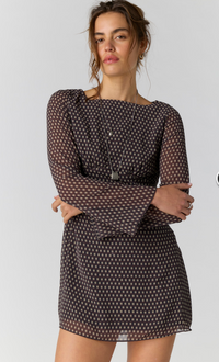 Free People - Jolie Printed Mini Dress, blk