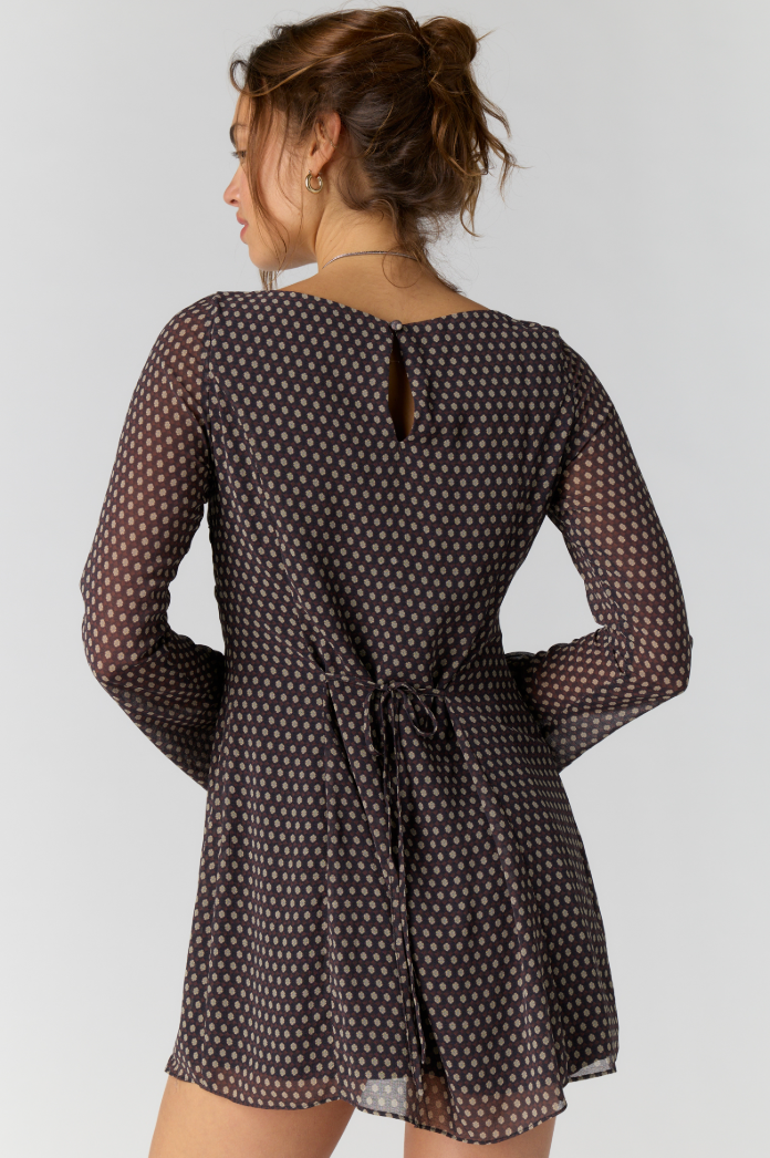 Free People - Jolie Printed Mini Dress, blk