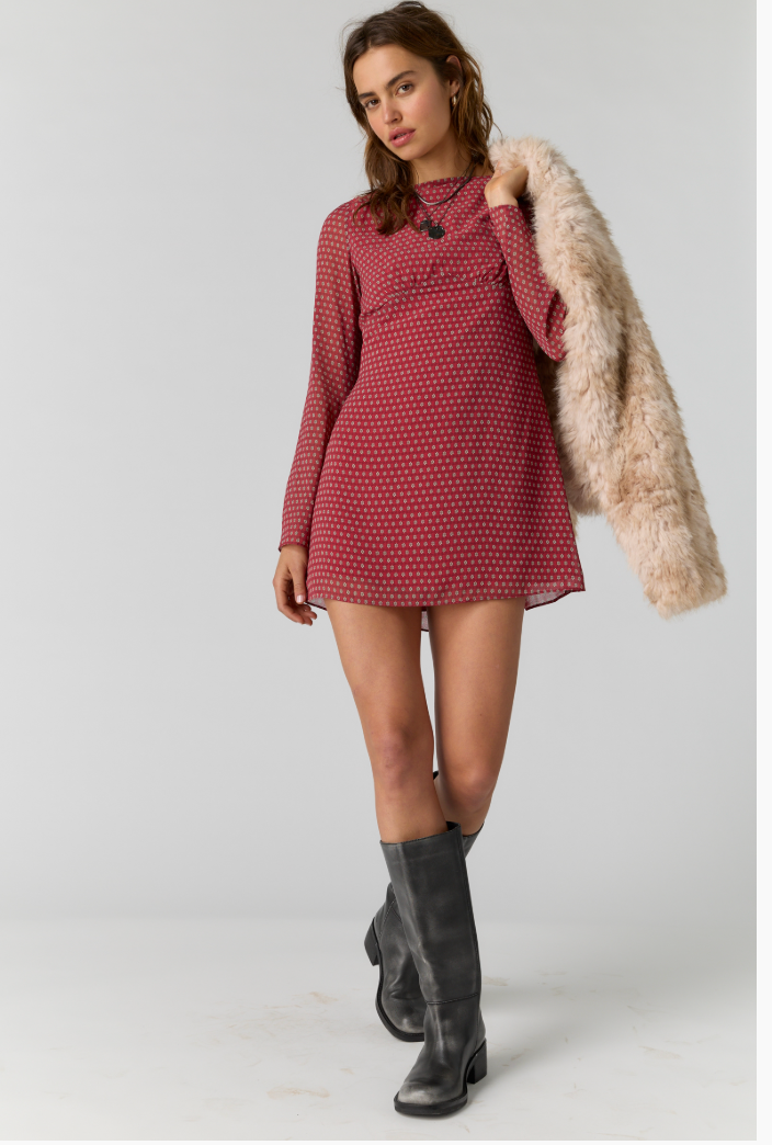 Free People - Jolie Printed Mini Dress, Salsa