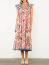 Smocked Flutter Sleeve Dress