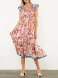 Smocked Flutter Sleeve Dress