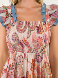 Smocked Flutter Sleeve Dress