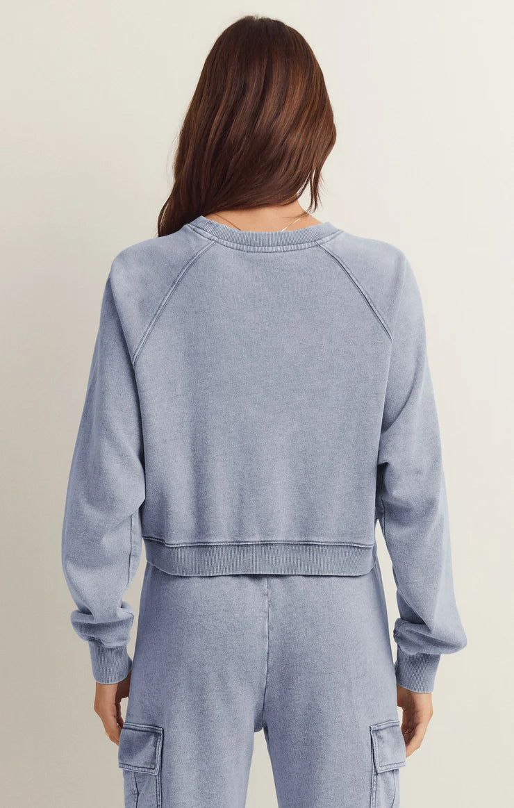 Z Supply - Cropped Out Knit Denim Sweater