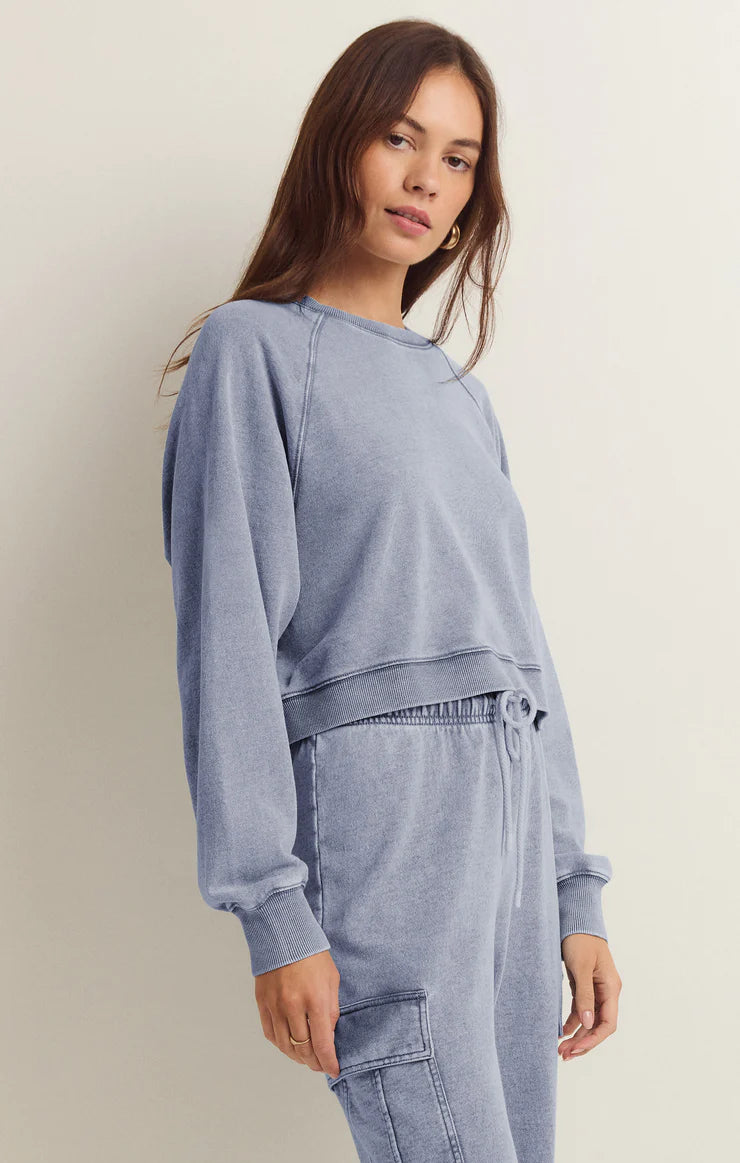 Z Supply - Cropped Out Knit Denim Sweater