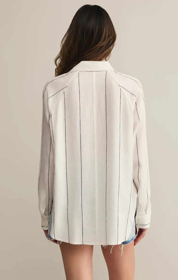 Z-Supply, The Perfect Linen Top/White Stripe