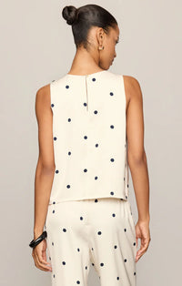 Alice Satin Dot Sleeveless Top;