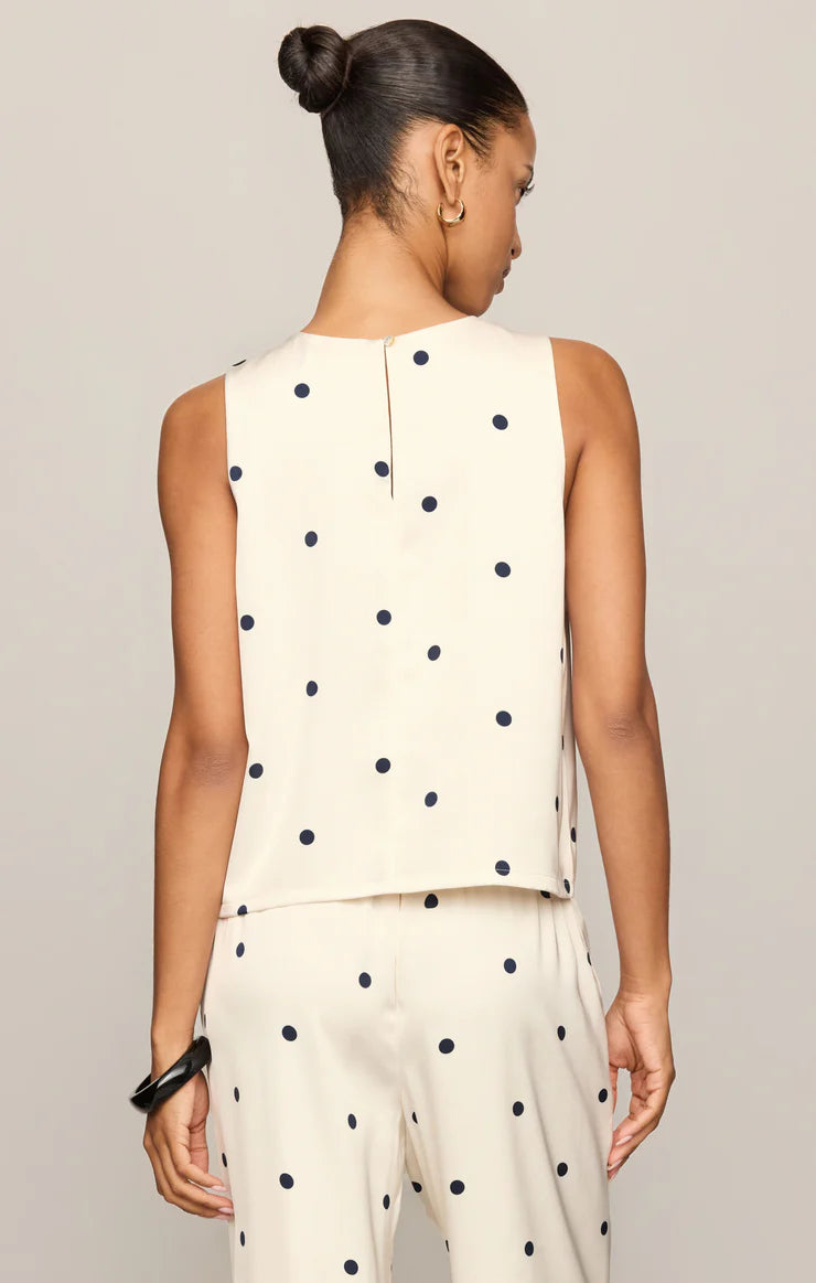 Alice Satin Dot Sleeveless Top;