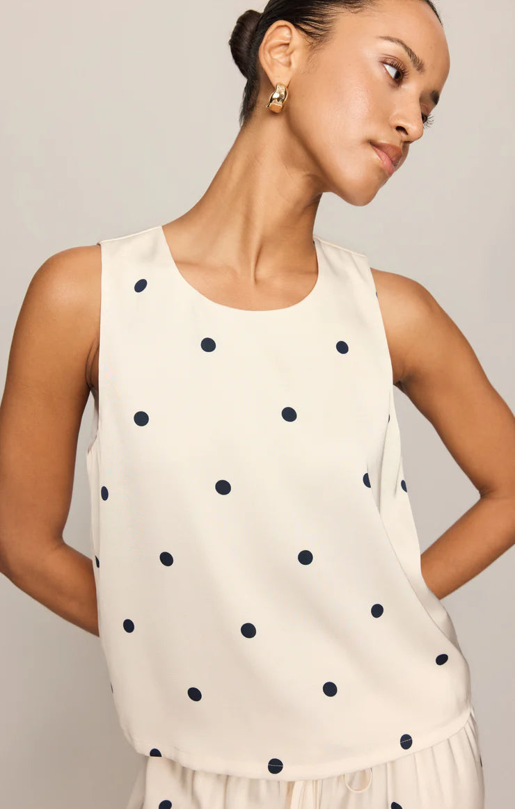 Alice Satin Dot Sleeveless Top;