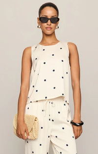 Alice Satin Dot Sleeveless Top;