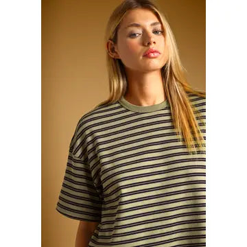 Eden Double Stripe Short Sleeve Top