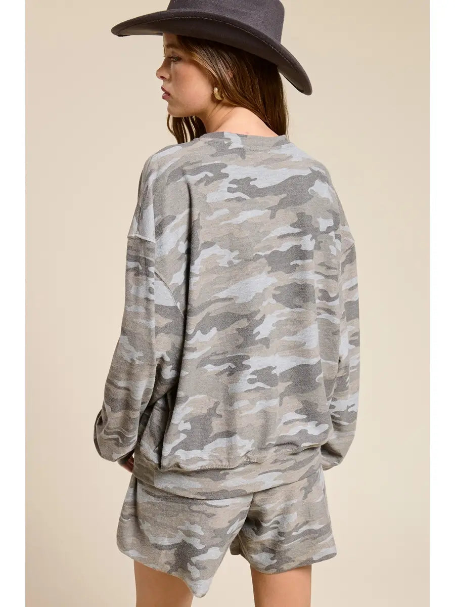 Relaxed French Terry Puff Sleeve Tee