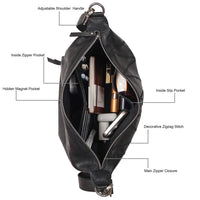 Avery Diamond Leather Crossbody - BLK