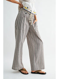Striped Linen Blend Pants