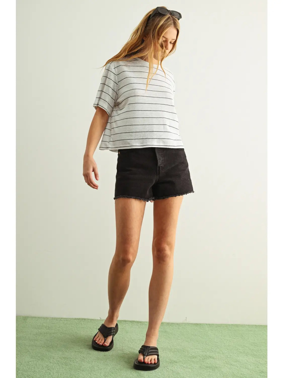 Blanca White Stripe Linen Top