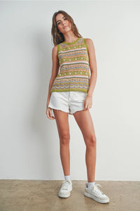 Geo Print Sweater Tank Top