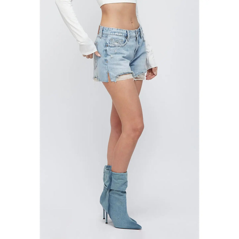 Light Wash Destroyed Shorts