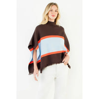 Colorblock Poncho Sweater - august