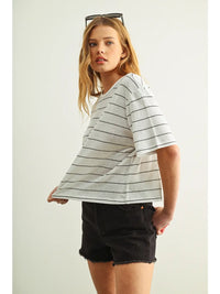 Blanca White Stripe Linen Top