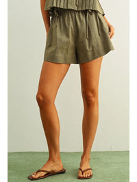 Olive Linen Shorts