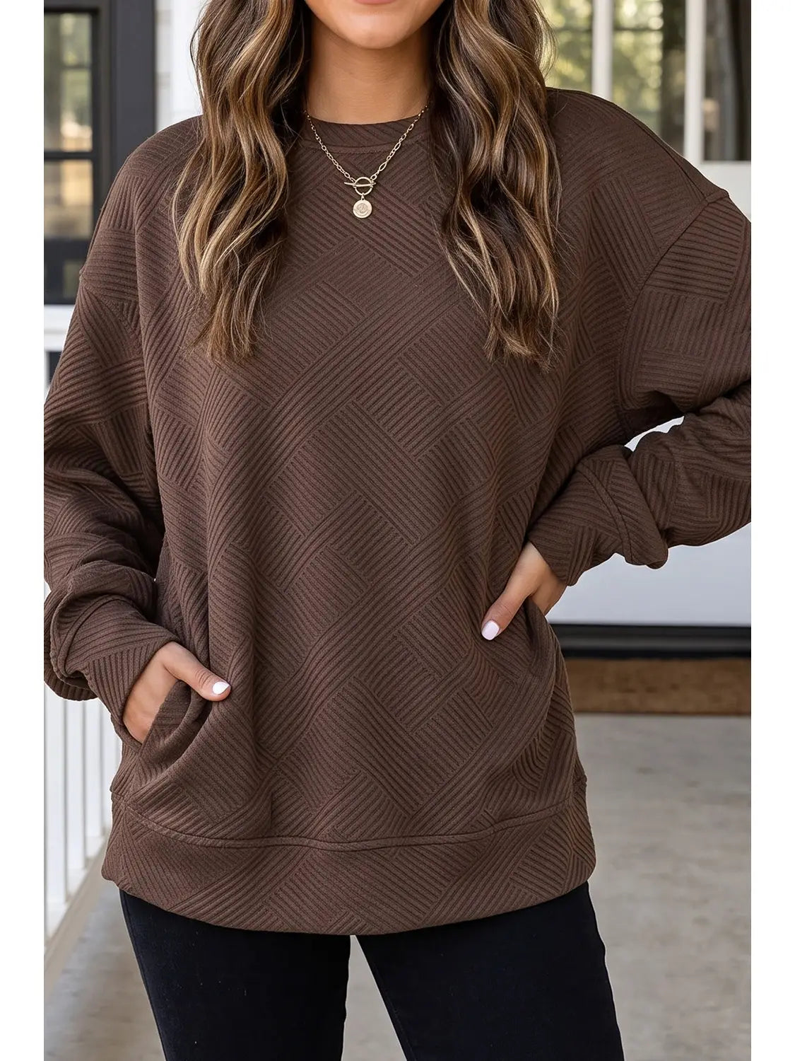 Avery Textured Sweatshirt with Pockets