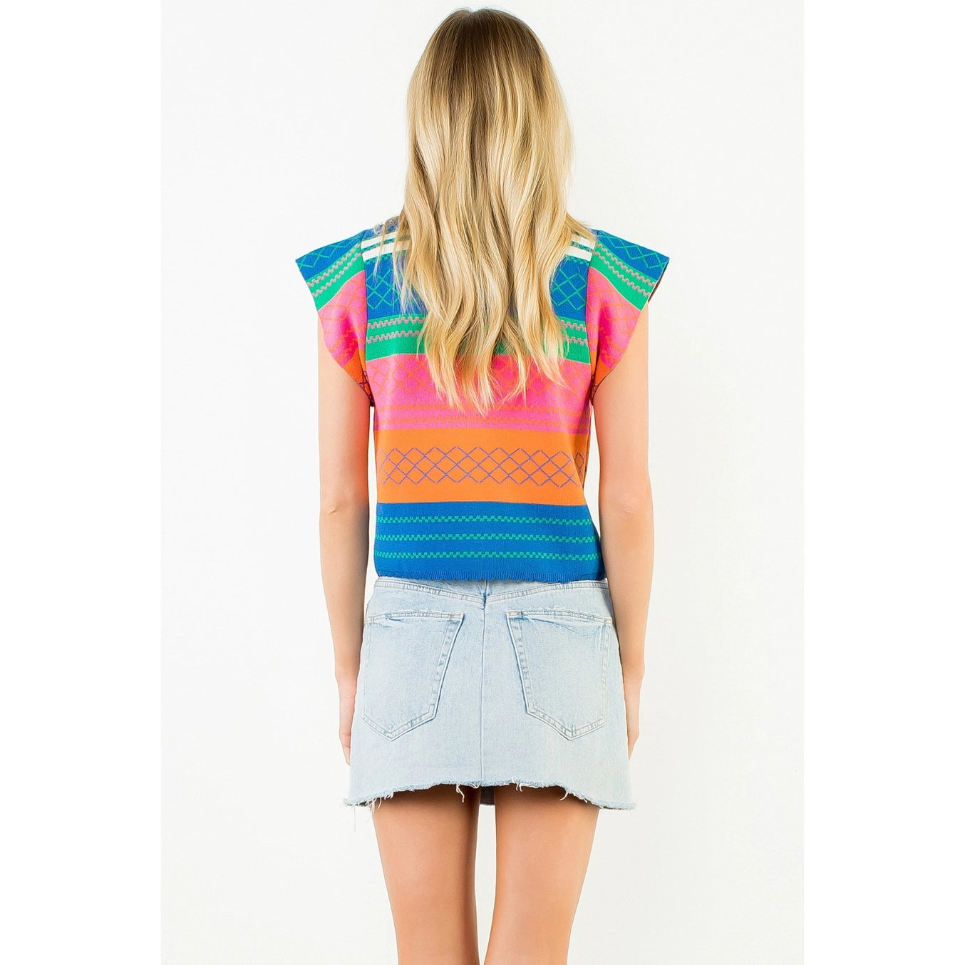 Multicolor Stripe Flutter Top