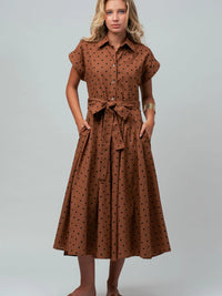 Polka Dot Midi Shirt Dress